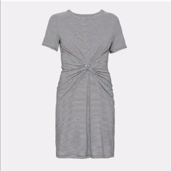 Theory Knotted Striped Pima Cotton Dress - Picture 3 of 6